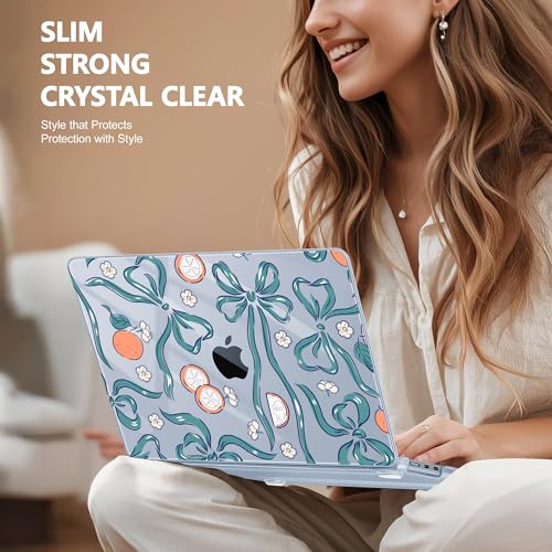May Chen for MacBook Air 15 inch Case M5 M4 M3 M2 2026 2024-2023, Model A3448 A3241 A3114 A2941, Closes Seamlessly Hard Shell Laptop Cover with Keyboard Cover, Flower & Bows - color: Flower & Bows