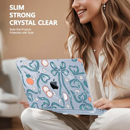 May Chen for MacBook Air 15 inch Case M5 M4 M3 M2 2026 2024-2023, Model A3448 A3241 A3114 A2941, Closes Seamlessly Hard Shell Laptop Cover with Keyboard Cover, Flower & Bows - color: Flower & Bows