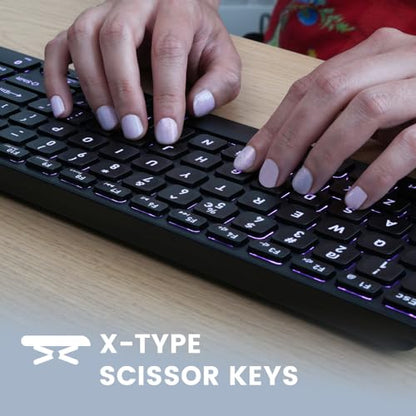 Perixx PERIBOARD-333RGB Wired Backlit USB Keyboard- X Type Scissor Keys - Compact 14.25x4.57x0.83 Inches - Big Print Letters - RGB Backlit - US English - style: Wired Backlit