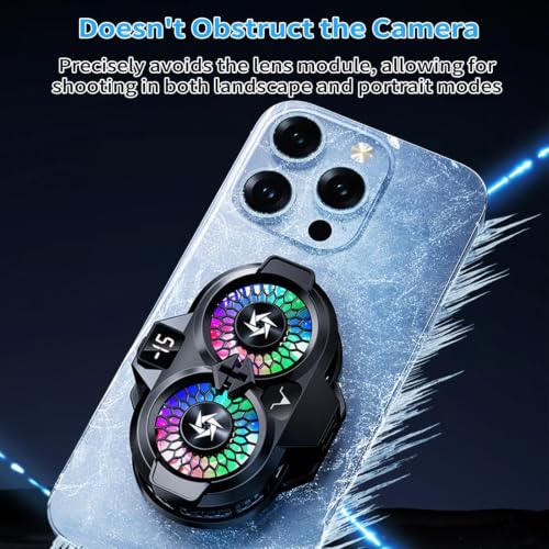 Phone Cooler Cellphone - Double Semiconductor Clip with Digital Display | Phone Cooling for Mobile Game Live Streaming Home Tablet Laptops