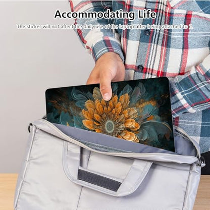 Universal Laptop Skin Sticker with 2 Wrist Pad Skins, Waterproof Scratch Resistant Vinyl Laptop Cover Decal, Cut to Fit for 11–15.6 Inch MacBook HP Dell Lenovo, Fractal Flowers - color: Fractal Flowers
