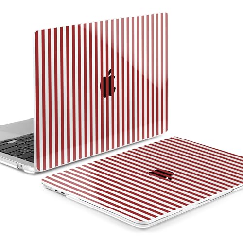 MEEgoodo Case for M5/M4/M3/M2 MacBook Air 15 inch Case 2026 2025 2024 2023, Laptop Shell Fit Model (A3448/A3241/A3114/A2941) for MacBook Air 15.3-inch, Red Stripes - color: Red Stripes