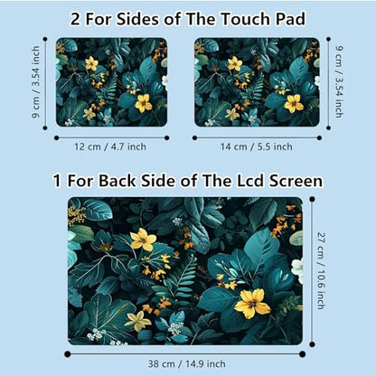 Universal Laptop Skin Sticker with 2 Wrist Pad Skins, Waterproof Scratch Resistant Vinyl Laptop Cover Decal, Cut to Fit for 11–15.6 Inch MacBook HP Dell Lenovo, Florals - color: Florals