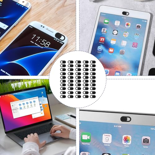 JJUNW 50 Pcs Webcam Cover Slide, 0.023 Inch Ultra-Thin Universal Laptop Camera Cover Slide Webcam Cover for Laptop, Computer(Black) - color: Black