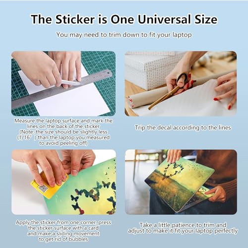Universal Laptop Skin Sticker with 2 Wrist Pad Skins, Waterproof Scratch Resistant Vinyl Laptop Cover Decal, Cut to Fit for 11–15.6 Inch MacBook HP Dell Lenovo, Butterfly Heart - color: Butterfly Heart