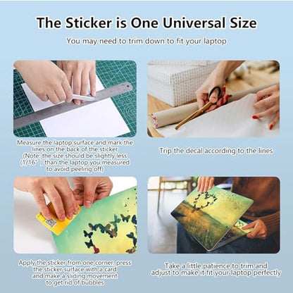 Universal Laptop Skin Sticker with 2 Wrist Pad Skins, Waterproof Scratch Resistant Vinyl Laptop Cover Decal, Cut to Fit for 11–15.6 Inch MacBook HP Dell Lenovo, Butterfly Heart - color: Butterfly Heart