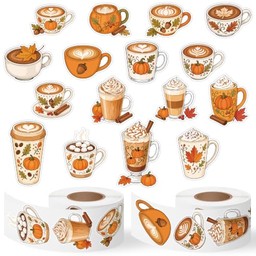 Autumn Latte Coffee Self Adhesive Sticker for Laptop DIY Gift | Waterproof, Self Adhesive Vinyl Decal, Bright Color Clear Printing, Easy Peel - style: Autumn Latte Coffee