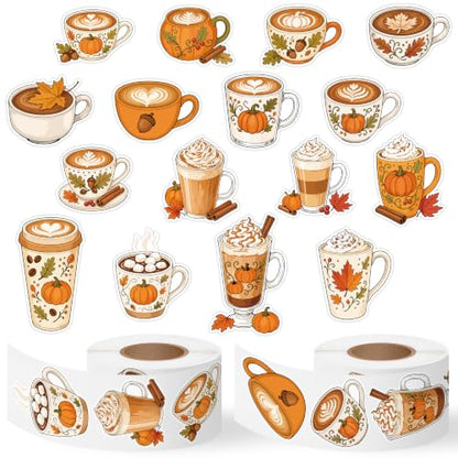 Autumn Latte Coffee Self Adhesive Sticker for Laptop DIY Gift | Waterproof, Self Adhesive Vinyl Decal, Bright Color Clear Printing, Easy Peel - style: Autumn Latte Coffee