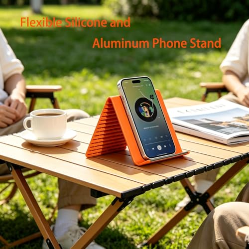 2Pack Flexible Silicone and Aluminum Phone Stand – Bendable, Rollable, Foldable, Wrap-Around Mount Holder for Laptop, Desk, Bed, and Travel
