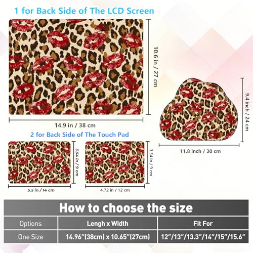 Laptop Skin Sticker Decal 15-15.6 Inch with Cute Mouse Pad, Universal Reusable Vinyl Sticker for 12.1 13 13.3 14 15.4 Inch Netbook and Notebook PC, Leopard Print Red Lips - color: Leopard Print Red Lips