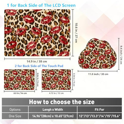 Laptop Skin Sticker Decal 15-15.6 Inch with Cute Mouse Pad, Universal Reusable Vinyl Sticker for 12.1 13 13.3 14 15.4 Inch Netbook and Notebook PC, Leopard Print Red Lips - color: Leopard Print Red Lips