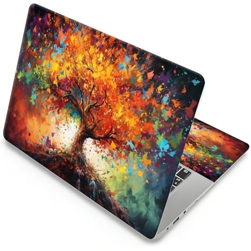 Universal Laptop Skin, DIY Cut-to-Fit Vinyl Cover Compatible with HP, Dell, Lenovo, Mac (13.3" to 15.6"), Anti-Scratch, No Residue & Bubble-Free Protective Decal Sticker, Colorful Autumn Tree - color: Colorful Autumn Tree