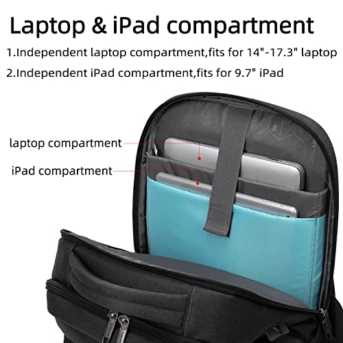 17 Inch Laptop Backpack for Travel Water Resistant College Backpack for Men Women Laptop Bag with USB Charging Port,Black - color: Black-e