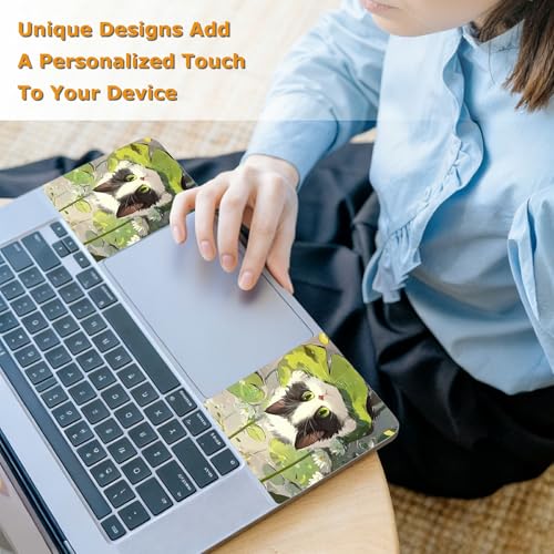 Universal Laptop Skin Sticker with 2 Wrist Pad Decals, 3-Piece Removable Vinyl Laptop Cover, Cat Laurel Leaf Waterproof Anti-Scratch, Easy-Trim Fit for 13.3" 14" 15.6" Laptops - color: Cat Laurel Leaf