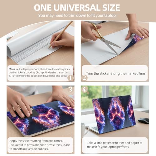 Universal Laptop Skin Sticker for 12/13/14/15.6 Inch Laptops, Reusable Vinyl Laptop Decal Cover, Waterproof Scratch Resistant Notebook Skin with 2 Wrist Pads,Fire Paw Rune Symbol - color: Fire Paw Rune Symbol