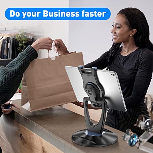 iPad Tablet Stand Holder for Desk - 6 inch to 13 inch - Stable, Adjustable - 360° Swivel Angle Pen Phone iPad Stand for Store, Retail Kiosk, Reception, Home Office, Gift Ideas - Black - color: Black