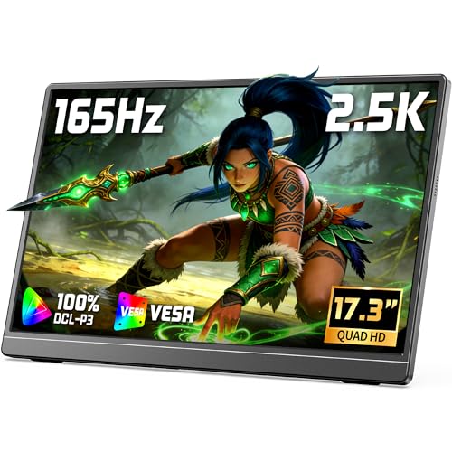 VILVA 17.3" QHD 165Hz USB-C HDMI Gaming Monitor | 17.3" QHD 165Hz IPS, slim metal+stand, USB-C/HDMI, for PC/PS5/Xbox/Switch, gaming. - size: 17.3