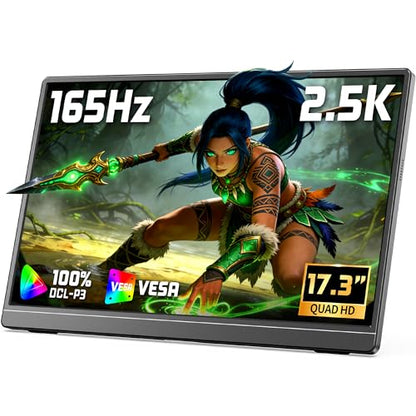 VILVA 17.3" QHD 165Hz USB-C HDMI Gaming Monitor | 17.3" QHD 165Hz IPS, slim metal+stand, USB-C/HDMI, for PC/PS5/Xbox/Switch, gaming. - size: 17.3