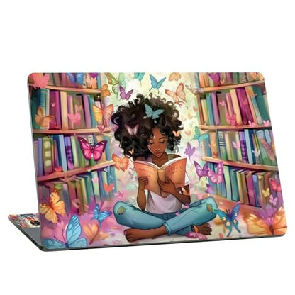 Universal Laptop Skin Sticker with 2 Wrist Pad Skins, Waterproof Scratch Resistant Vinyl Laptop Cover Decal, Cut to Fit for 11–15.6 Inch MacBook HP Dell Lenovo, Library Girl - color: Library Girl