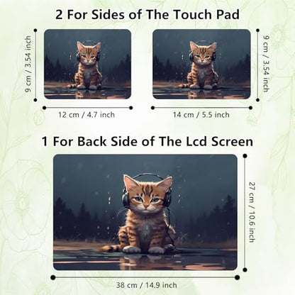 Laptop Skin Sticker Decal, Universal Reusable Vinyl Laptop Cover for 12" 13" 13.3" 14" 15" 15.4" 15.6" Notebook PC, Reusable Waterproof Scratch-Resistant with 2 Wrist Pads,Cat with Headphones - color: Cat with Headphones