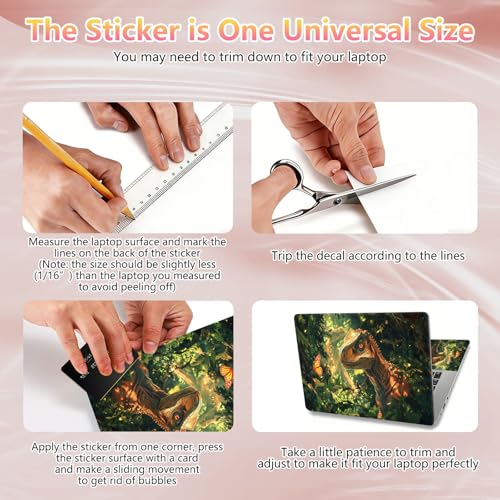 Laptop Skin Sticker Decal 12" 13" 13.3" 14" 15" 15.6",Waterproof Scratch Resistant Vinyl,Reusable Easy to Apply,for MacBook HP Dell Notebooks Netbooks Laptop,2 Wrist Pads,Cute Dinosaur Forest - color: Cute Dinosaur Forest