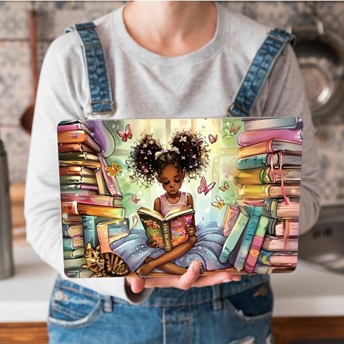 Universal Laptop Skin Sticker with 2 Wrist Pad Skins, Waterproof Scratch Resistant Vinyl Laptop Cover Decal, Cut to Fit for 11–15.6 Inch MacBook HP Dell Lenovo, Library Black Girl - color: Library Black Girl
