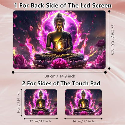 Laptop Skin Sticker Decal 12" 13" 13.3" 14" 15" 15.6",Waterproof Scratch Resistant Vinyl,Reusable Easy to Apply,for MacBook HP Dell Notebooks Netbooks Laptop,2 Wrist Pads,Buddha Statue Purple - color: Buddha Statue Purple
