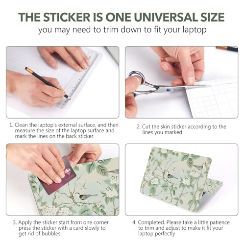 AIMSA Laptop Notebook Skin Sticker Cover Decal, 12 13 13.3 14 15 15.4 15.6 inch Laptop Vinyl Skin Sticker Netbook Cover Art Protector, Green Leaf Bird - color: Green Leaf Bird
