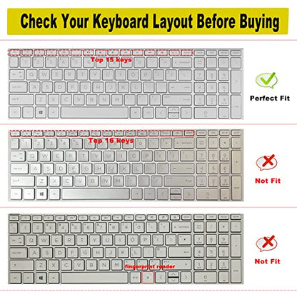 2PCS Keyboard Cover for HP Laptop 15.6 15-dy 15-dw 15-bw 15-bf 15-bs 15-cb 15-cc 15-cd 15-cs 15-da 15-ef Series, HP Envy 17.3 17-by 17-bs 17-ca 17-by1053dx/by2053c/by3051cl/by3613dx 17-bs011dx/bs049dx - color: Rainbow+Clear