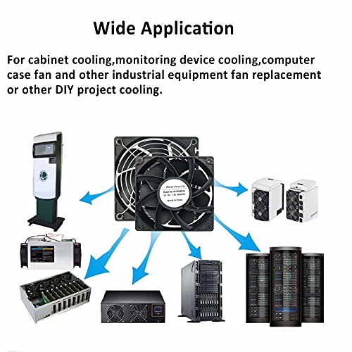 2-Pack 120mmx38mm 4.72" DC Dual Ball 4Pin PWM PC Cooling Fan 3000-5000RPM | Powerful Airflow 175CFM 4.72in PWM Brushless Exhaust Fan for CPU Coolers, Industrial Cooling, Greenhouse & Attic Ventilation - size: 120x38mm