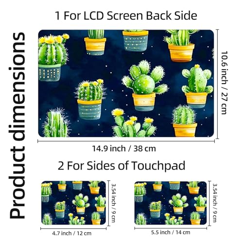 Aesthetic Laptop Skin Sticker, Potted Cacti Pattern Waterproof Vinyl Laptop Decal, Removable Bubble Free, Reusable Protective Cover for 13 14 15 15.6 Inch - color: Potted Cacti Pattern