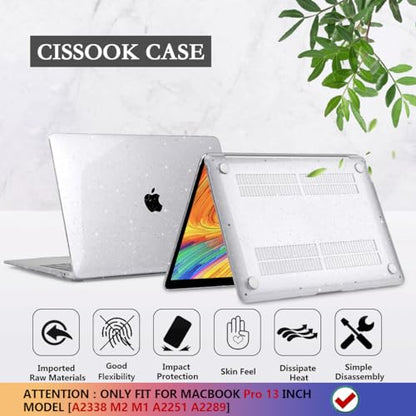 CISSOOK Clear Glitter Case for MacBook Pro 13 Inch 2020-2025 Release A2338 A2251 A2289, Plastic Bling Hard Shell Case with Keyboard Cover for MacBook Pro 13 M1 M2 Sparkly | 4in1 Set Plastic Bling Hard Shell Case with Keyboard Cover for MacBook Pro 13 M1 M