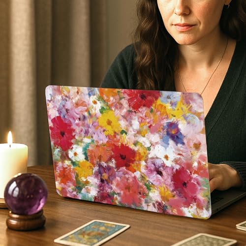 PLIGREAT 15 Inches Laptop Decal Sticker Skin Cover, Oil Painting Florals Laptop Stickers Skins Decal Fits 12-15 Inch Laptops Universal Removable Vinyl Notebook Art Protector Cover Decals, Red Yellow - color: Red Yellow