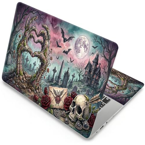 Universal Laptop Skin, DIY Cut-to-Fit Vinyl Cover Compatible with HP, Dell, Lenovo, Mac (13.3" to 15.6"), Anti-Scratch, No Residue & Bubble-Free Protective Decal Sticker, Gothic Zombie Heart - color: Gothic Zombie Heart