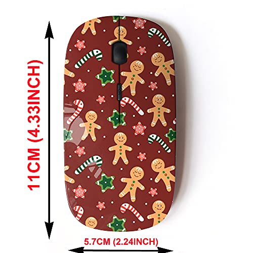 2.4G Wireless Mouse with Cute Pattern Design for All Laptops and Desktops with Nano Receiver - Christmas Gingerbread Men Candy