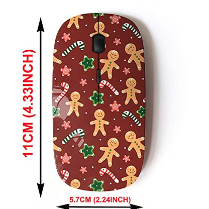 2.4G Wireless Mouse with Cute Pattern Design for All Laptops and Desktops with Nano Receiver - Christmas Gingerbread Men Candy