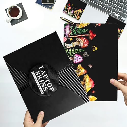 Universal Laptop Skin Sticker with 2 Wrist Pad Decals, 3-Piece Removable Vinyl Laptop Cover, Color Mushrooms Waterproof Anti-Scratch, Easy-Trim Fit for 13.3" 14" 15.6" Laptops - color: Color Mushrooms