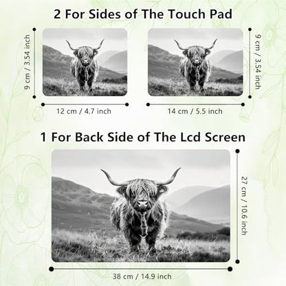 Laptop Skin Sticker Decal, Universal Reusable Vinyl Laptop Cover for 12" 13" 13.3" 14" 15" 15.4" 15.6" Notebook PC, Reusable Waterproof Scratch-Resistant with 2 Wrist Pads,Black White Highland Cow - color: Black White Highland Cow