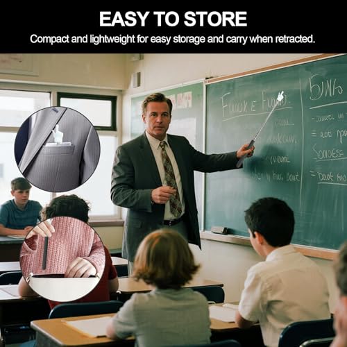 5Pcs Telescopic Teachers Pointer, Extendable Hand Pointer Finger Pointer Stick, Mini Retractable Classroom Pointer for Elementary School Kindergarten Teacher,Classroom Supplies (Black) - size: 5 PCS
