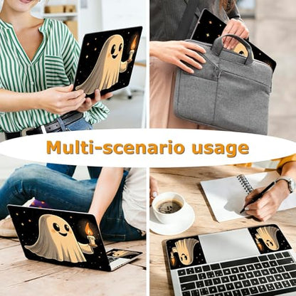 Universal Laptop Skin Sticker with 2 Wrist Pad Decals, 3-Piece Removable Vinyl Laptop Cover, Candle Ghost Waterproof Anti-Scratch, Easy-Trim Fit for 13.3" 14" 15.6" Laptops - color: Candle Ghost