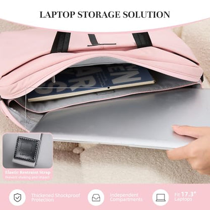 Timeet 17.3 Inch Laptop Bag for Men Women, Lightweight & Water-Resistant Computer Bag Laptop Briefcase with Shoulder Strap - color: Dusty Pink