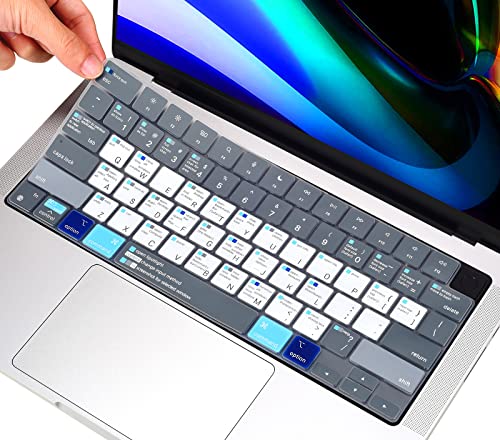 MacBook Shortcut Keyboard Cover for MacBook Pro 14 16 M5/M4/M3/M2/M1 A3112 A3185 A3401 A3186 A3403 A2918, M5-M2 MacBook Air 15 A3241 A3114 A2941/Air 13 A3240 A3113 A2681, Macbook Neo 13 Protector Skin - color: Gray&Blue, size: 2021 MacBook Pro 14 & 16 A24