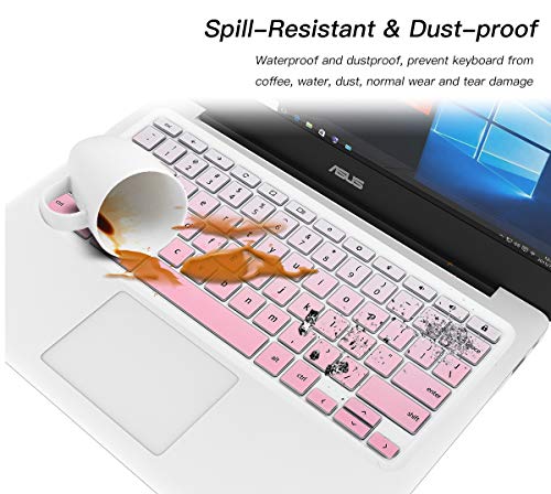 CaseBuy Keyboard Cover for ASUS Chromebook Flip C433 C433TA C434 2 in 1 14" Laptop, ASUS Chromebook C302CA/C403/C423NA/C425TA/C434TA-DH342T DSM4T DS384T C523NA - Ombre Pink