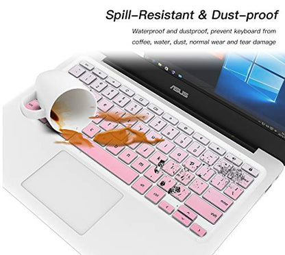 CaseBuy Keyboard Cover for ASUS Chromebook Flip C433 C433TA C434 2 in 1 14" Laptop, ASUS Chromebook C302CA/C403/C423NA/C425TA/C434TA-DH342T DSM4T DS384T C523NA - Ombre Pink