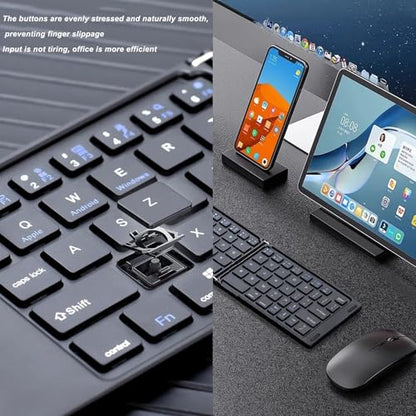 Wireless Bluetooth Keyboard Compatible with Verizon Wireless Ellipsis 8 Built-in Phone Holder/Stand-Ultra Slim Folding Rechargeable Full Size Keyboard!