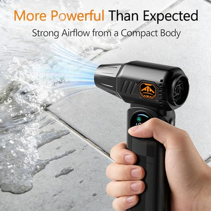 Compressed Air Duster 150000 RPM, Cordless Electric Air Blower with LED Light, 8000mAh Battery and Multi Nozzles for Computer, Keyboard, Car Interior & Electronics Cleaning (Black)