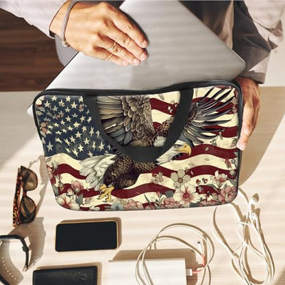 14" 15" Laptop Handle Bag Computer Bag,14.2" 15.4 inch Pouch Holder Notebook Sleeve Cover Compatible for Dell,Lenovo,Toshiba HP, Asus Notebook Messenger Briefcase-Flying Eagle flag flowers - color: Flying Eagle Flag Flowers