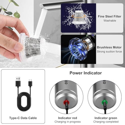 WADEO Handheld Vacuum Cordless, 4-in-1 21000PA Brushless Car Vacuum & 210000RPM Air Duster 6000mAh Battery Air Blower Wireless Handheld Vacuum for Car, Office and Home Cleaning
