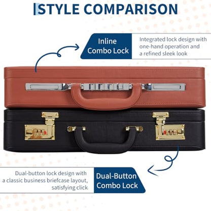 Garvee Briefcases for Men, Professional Leather Briefcase | Integrated Lock, Hard Side, Expandable Attache Case, 15.6" Laptop, Work Office Travel - color: Brown