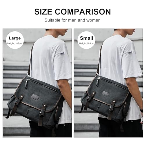 Messenger Bag Men,Waterproof Crossbody Bag,Satchel Shoulder Bag | Waterproof - color: A-black-large